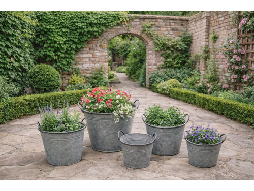 Large round metal bucket - metal,