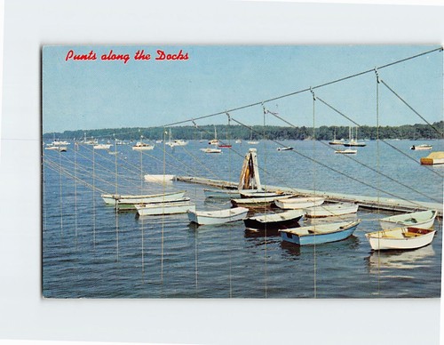 Postcard punts along - postcard, dock