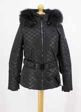 POIVRE BLANC WOMENS REBECCA MONOGRAM JACKET FUR HOODED UK L BLACK RRP £400 IB