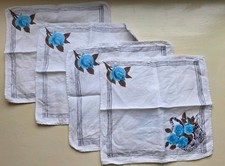 4x Vintage Linen Floral