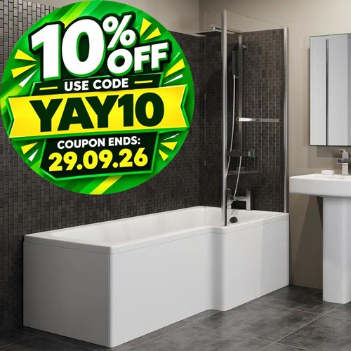 1600mm shaped shower - shaped, bath