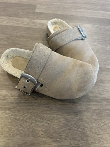 Zara beige suede buckle clog - buckle,