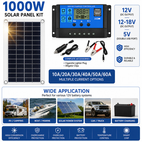 Solar panel kit 1000w 12v - kit,