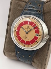 1969s Omega Geneve Dynamic Date 41mm Sunburst Orange Unique Dial Vintage Mens