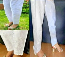 Women Indian Pakistani Salwar Shalwar Trousers Full Embroidery Capri Cotton SF98