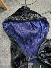 Full length velvet cloak - rose detail on hood - lace trim - onesize - lined