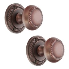 Door Knobs Pair Georgian Roped