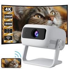 4K 1080P Projector 18000 Lumens HD 5G WiFi BT Home Theater HDMI New 360° Stand