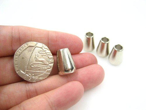 Silver metal cord end toggles - silver,