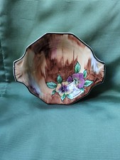 H & K Tunstall Viola Bowl Signed R Grocoth 18x15x3.5cm (Slight Crazing)