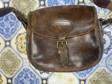 Vintage Leather Pigskin Cartridge Bag Retailed By Harrods