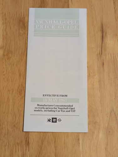 Vauxhall 1987 price list - price,