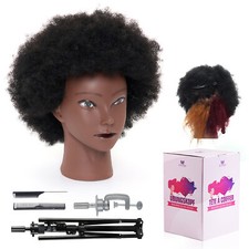 100% African Mannequin Head Human Hair Afro Curly Cosmetology Manikin Doll Head