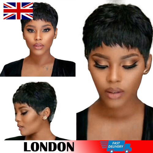 Women natural black short hair - black,