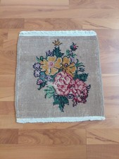 Vintage Floral Rug Handmade Decor Rug Organic Wool Rug Beige Rug Free Ship Rug