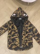 BAPE Shark Face Puffer Jacket | Brown 1st Camo Hooded Down Coat | Size XL