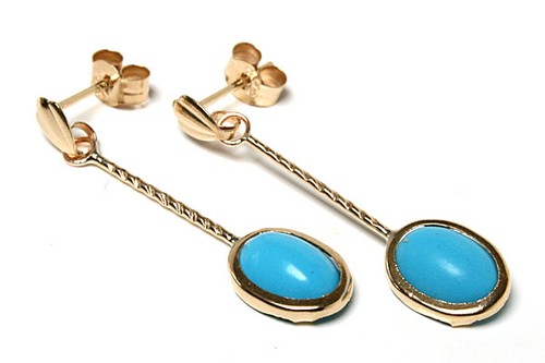9ct gold turquoise earrings - 9ct,