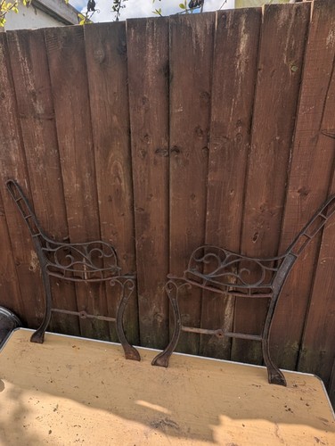 Vintage cast iron bench ends - iron,