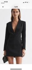 Reiss Karin Plunge Tuxedo Dress Size 8 Black Excellent Condition