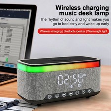 Alarm Clock Wireless Charger Dock Charging Station With Night Light Thermometer