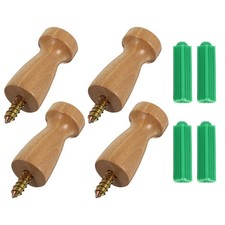 4 Pcs Wall Mounted Hooks Wooden Peg Rack Minimalist Coat Hook