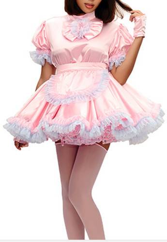 Sissy girl maid pink satin - girl,