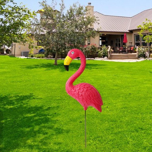 Flamingo garden stake statue - garden,
