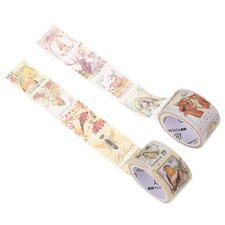  2 Rolls Retro Philatelic Sticker Tape Scrapbooking Stickers Stamps Tapes