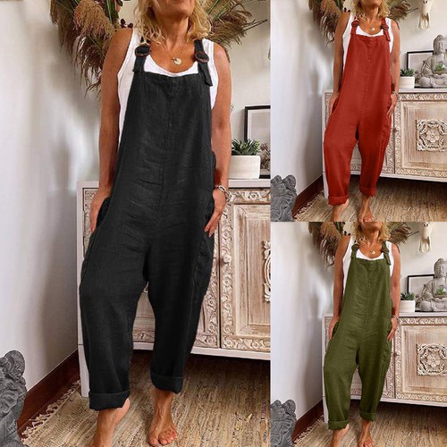 Women cotton linen jumpsuit - women,