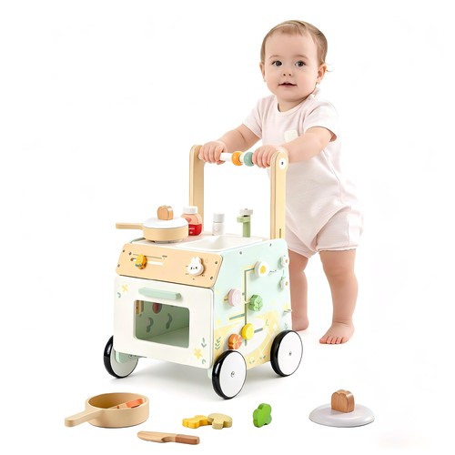 Wooden baby walker - wooden, adjustable