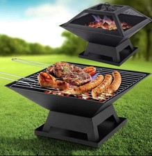 Square fire pit bbq - pit, grill