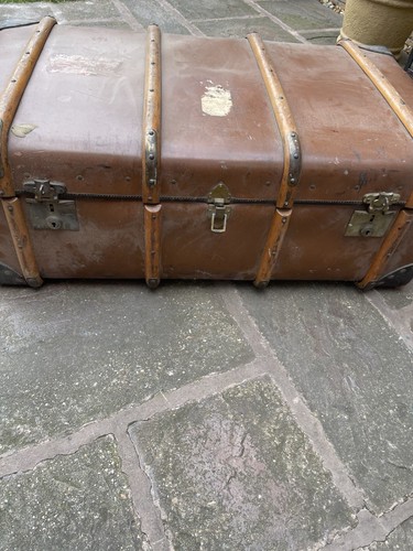 Leather steamer trunk - trunk, vintage