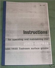 Jones & Shipman 1400 Surface Grinder Manual