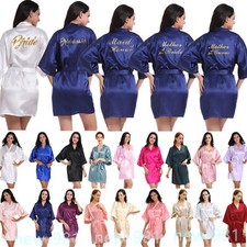 Wedding Personalized Robe Bridesmaid Bride Sleepwear Dressing Gown Bathrobe Silk