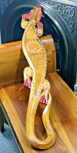 Wooden gecko carving lizard - wooden,