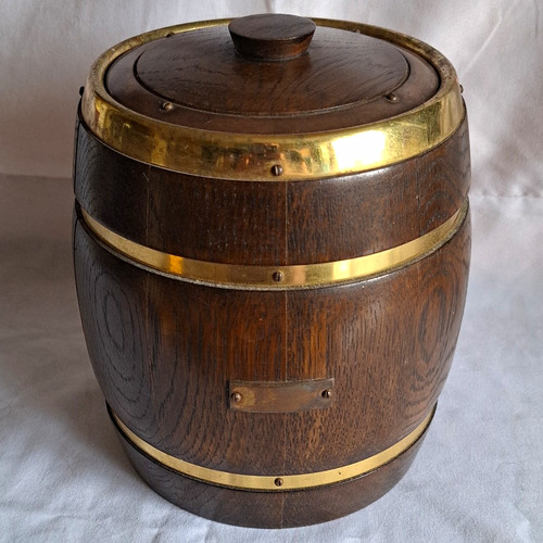 Old wood biscuit barrel - wood,