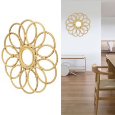 (45cm Dia)Rattan Mirror Round Retro Delicate Wall Decoration Mirror Decor FI