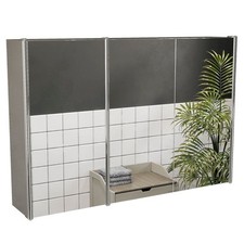 Tiano Triple Door Wall Cabinet Stainless Steel Mirrored Vanity Bathroom Cupboard