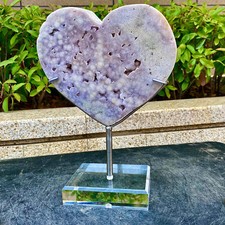 4.12LB  Rose Quartz Heart - Pink Purple Crystal Love Stone Healing Gift