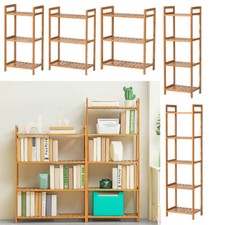 3/4/5 Tiers Bamboo Bookcase Display Shelves Stand Utility Shelving Storage Unit