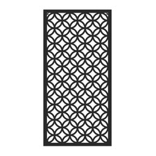Metal Garden Screen Geometric Circles Black 60x120cm Fence Wall Decor Panel