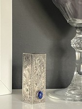 Vintage Italian Silver Refillable Compact Lipstick Case With Mirror