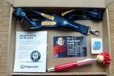 Stagecoach 40 & 25 Proud to Serve Pin Badges Plus Lanyard, Pen & Plastic Card.