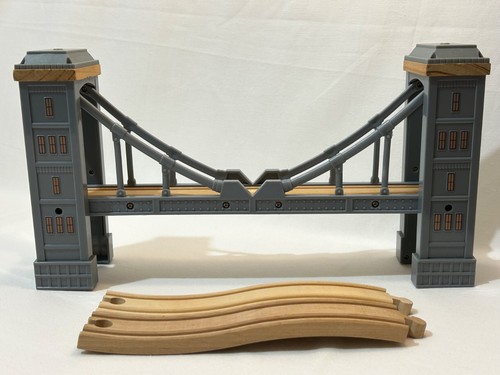 Wooden train track grey bridge - train,