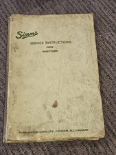 Simms Fuel Injection Book For Minimec Etc fordson, bmc, David Brown, ford,