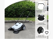 Walk-Behind Outdoor Hand Push Floor Sweeper - 5.25 Gallon Capacity - 25.5" Sw...