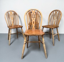 ANTIQUE SET OF FOUR ELM AND