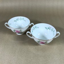 Pair of Royal Grafton Fine Bone China Pink Rose Soup Cups 1802