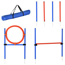 Pet Dog Agility Set Training Play Kit Jump Hoop Poles Tunnel Obedience Equipment