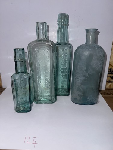 Antique glass bottle job lot - glass,